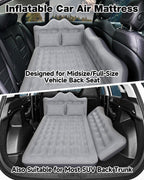 Umbrauto 29.53in/75cm Wide Car Air Mattress Inflatable SUV, Truck & Van Back Seat Camping Bed with Pump & Pillows, Gray