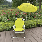 Portable Outdoor Folding Seat with Umbrella Alloy Frame Beach Chair Compact Lightweight for Camping Fishing Travel Shade Relax