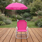 Alloy Low Profile Outdoor Folding Seat with Umbrella Canopy Portable Compact Beach Chair for Camping Fishing Garden Terrace