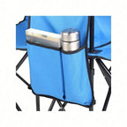 Portable Outdoor 2-Seat Folding Chair With Removable Sun Umbrella Blue, Camping Chair, Beach Essentials