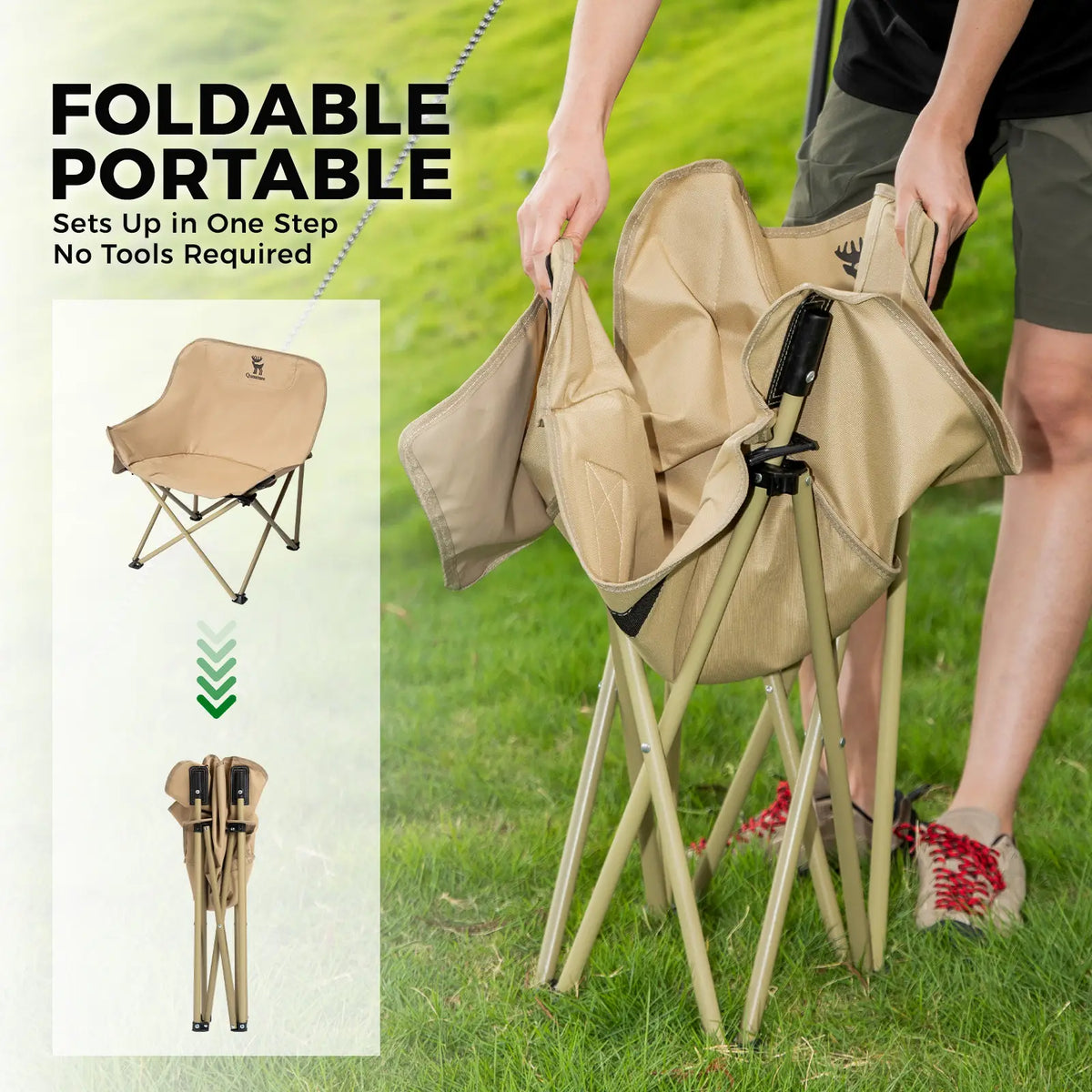 Folding Carbon Steel Camping Chair - Adult & Kids Sizes