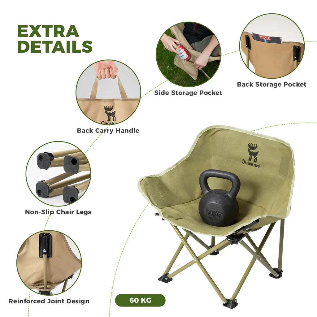Folding Carbon Steel Camping Chair - Adult & Kids Sizes