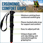 Official Casual Trek Hiking & Walking Poles - Hiking/Trekking Grip w-flip locks, detachable feet and travel bag - pair - For Heights up to 6’2”