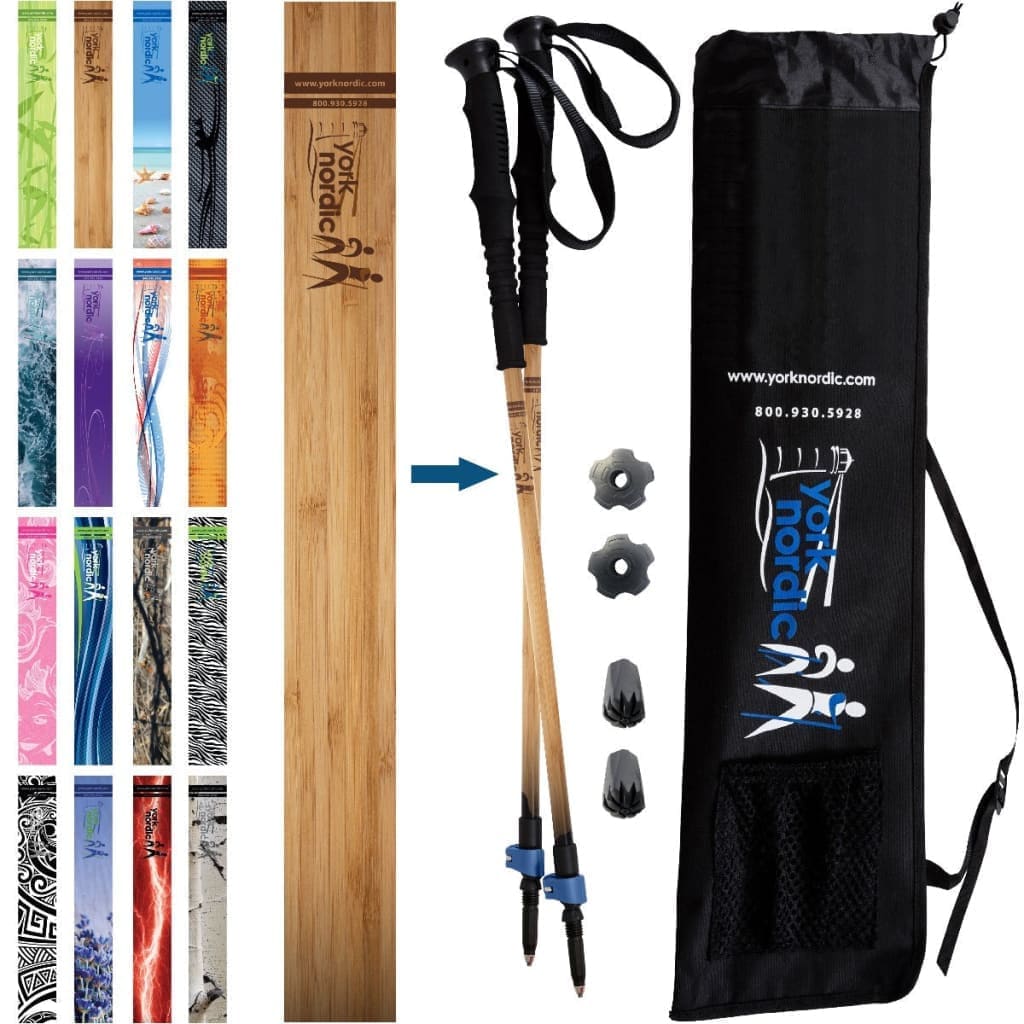 Official Casual Trek Hiking & Walking Poles - Hiking/Trekking Grip w-flip locks, detachable feet and travel bag - pair - For Heights up to 6’2”