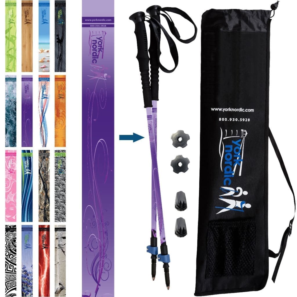 Official Casual Trek Hiking & Walking Poles - Hiking/Trekking Grip w-flip locks, detachable feet and travel bag - pair - For Heights up to 6’2”