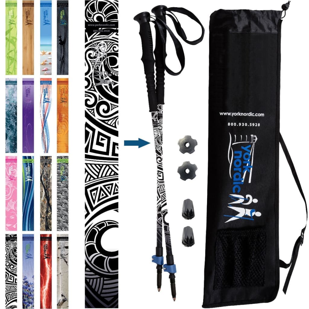 Official Casual Trek Hiking & Walking Poles - Hiking/Trekking Grip w-flip locks, detachable feet and travel bag - pair - For Heights up to 6’2”