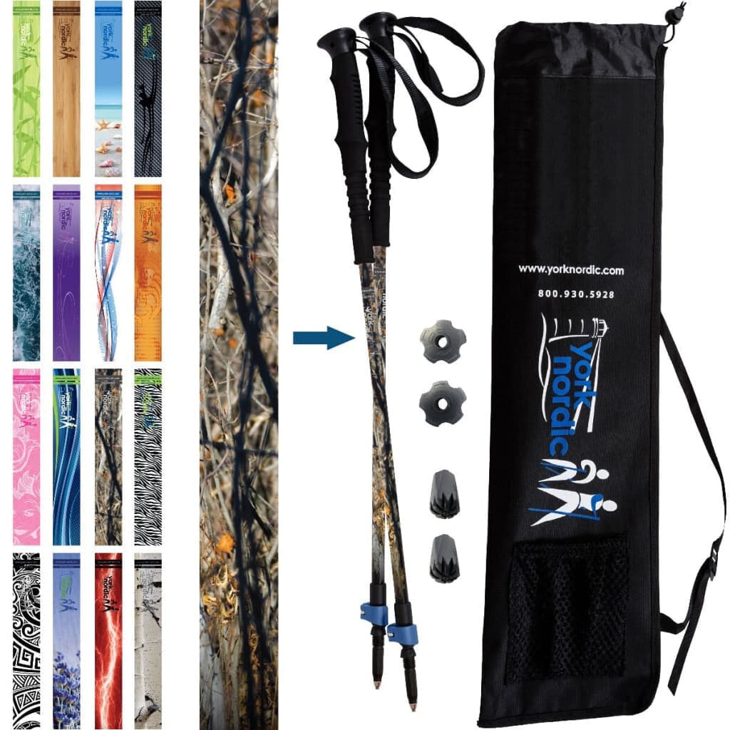 Official Casual Trek Hiking & Walking Poles - Hiking/Trekking Grip w-flip locks, detachable feet and travel bag - pair - For Heights up to 6’2”