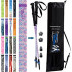 Official Casual Trek Hiking & Walking Poles - Hiking/Trekking Grip w-flip locks, detachable feet and travel bag - pair - For Heights up to 6’2”