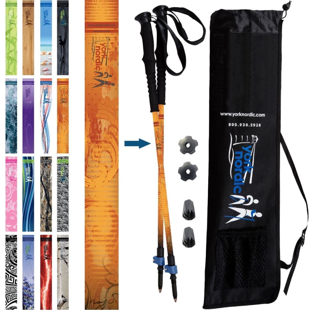 Official Casual Trek Hiking & Walking Poles - Hiking/Trekking Grip w-flip locks, detachable feet and travel bag - pair - For Heights up to 6’2”